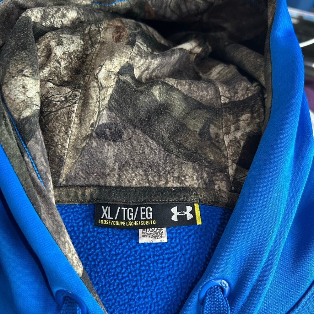Men's Blue Mossy Oak Camo Treestand Under Armour UA Storm Loose Fit Hoodie XL - Picture 3 of 8